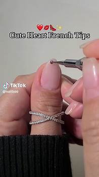 Video thumbnail for Cute Heart French Tip Nails for Valentine's Day