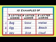 Video thumbnail for Three Letter | Four Letter | Five Letter Words | 10 Three Letter | Four Letter | Five Letter Words