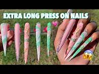 Video thumbnail for Extra Long Stiletto Press-On Nails | Angel Transfer Foils | Bling Outline | Tutorial For Beginners