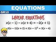 Video thumbnail for Equations Grade 10: Linear Equation without fraction