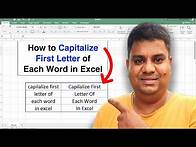 Video thumbnail for How to Capitalize First Letter of Each Word in Excel