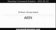 Video thumbnail for Newsday Crossword Answers for... - Daily Crossword Answers