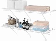 Video thumbnail for HAUSHOF Closet Shelves 4ft x 16in Wall Mounted 2-Pack, White Metal Wire Shelving for Laundry Room, Closet, Basement Organization and Storage