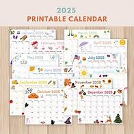 Video thumbnail for 2025 Calendar Printable, Cute Kids Calendar 2025, Wall Calendar PDF, Editable Calendar, Kids Monthly Planner, Homeschool Calendars, Animated - Etsy