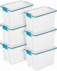Video thumbnail for Sterilite 6 Pack Gasket Box, Stackable Storage Bin with Latching Lid, 20 Quart
