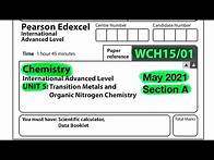 Video thumbnail for Pearson Edexcel International A level chemistry unit 5 May 2021 Section A