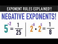 Video thumbnail for Multiplying Negative Exponents Using the Negative Exponent Rule!