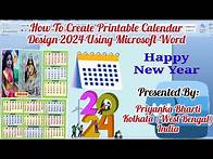 Video thumbnail for How To Create Printable Calendar Design 2024 Using Microsoft Word | Create One Page 2024 Calendar
