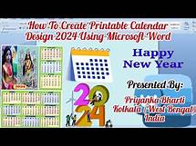 Video thumbnail for How To Create Printable Calendar Design 2024 Using Microsoft Word | Create One Page 2024 Calendar