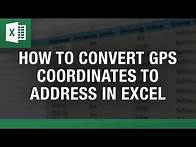 Video thumbnail for How to Convert GPS Coordinates to Addresses in Excel