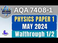 Video thumbnail for AQA A LEVEL PHYSICS PAPER 1 7408/1 2024 | COMPLETE WALKTHROUGH PART 1 OF 2 |AQA PHYSICS MAY 2024|