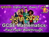 Video thumbnail for EdExcel GCSE Maths June 2022 Paper 1 Higher Tier Past Paper Walkthrough