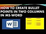 Video thumbnail for How To Insert Bullet Points In Two Columns In Microsoft Word