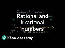 Video thumbnail for Introduction to rational and irrational numbers | Algebra I | Khan Academy