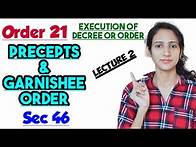 Video thumbnail for Precepts | Garnishee Order in CPC | Section 46 of cpc | Order 21 of cpc | Lecture 2