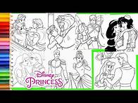 Video thumbnail for Coloring Disney Princes & Princesses Compilation Coloring Pages for kids
