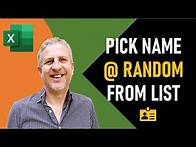 Video thumbnail for Pick a Name or Names at Random from an Excel List