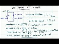 Video thumbnail for AC series RC circuit Impedance, current, phase angle and power factor calculations.