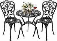 Video thumbnail for NUU GARDEN 3 Piece Outdoor Bistro Table Set, All Weather Cast Aluminum Patio Bistro Sets Patio Table and Chairs Set of 2 with Umbrella Hole for Yard, Garden, Balcony, Black