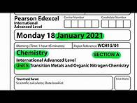 Video thumbnail for Pearson Edexcel International A level chemistry unit 5 January 2021 Section A