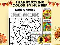 Video thumbnail for Thanksgiving Color by Number, Thanksgiving Coloring Pages, Thanksgiving Craft for Kids, Thanksgiving Homeschool Activity, Printable PDF - Etsy