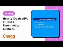 Video thumbnail for How to Create APA In-Text & Parenthetical Citations | Chegg