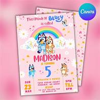 Video thumbnail for Bluey Birthday Invitation, Birthday Invitation, Birthday Girl Party Invite, Bluey Birthday Party Invite, Bday Party Invite, Canva Editable - Etsy UK