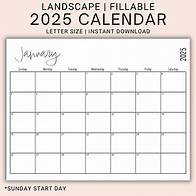 Video thumbnail for Printable Editable 2025 Calendar | Landscape US Letter 2025 Calendar | Horizontal Monthly Calendar | 12-month Fillable Calendar - Etsy