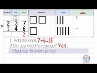 Video thumbnail for 3-digit addition: regroup ones. Grade 2