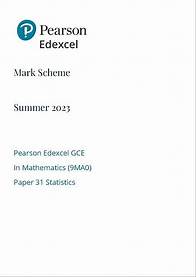 Video thumbnail for PEARSON EDEXCEL A LEVEL Mathematics PAPER 3 2023 MARK SCHEME (9MA0/31: Statistics)