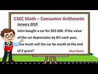 Video thumbnail for CXC Past Paper Math Questions - Consumer Arithmetic (Part 2 of 3)