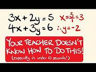 Video thumbnail for How to Solve Simultaneous Equations in under 10 Seconds - Algebra Math Trick