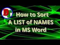 Video thumbnail for How To Sort Names Alphabetically In MS Word by LAST Name!