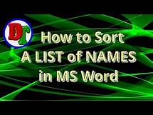 Video thumbnail for How To Sort Names Alphabetically In MS Word by LAST Name!