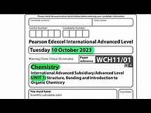 Video thumbnail for A level | Chemistry | Unit 1 | October 2023 | Pearson Edexcel