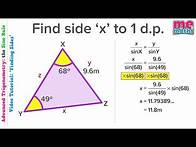 Video thumbnail for Using the Sine Rule to Find Sides - Advanced Trigonometry - Tutorial/Revision (2/8)