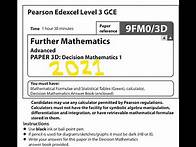 Video thumbnail for Decision 1 2021 Pearson Edexcel A level Further Maths
