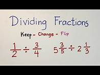Video thumbnail for How to Divide Fractions, Whole Numbers and Mixed Numbers? Keep - Change - Flip Method
