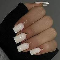 Video thumbnail for All White Press on Nails Short Medium Square Glue on Nails Set,KQueenest Solid Color Fake Nails Short Coffin Acrylic Nails Press on Gel Nails for Women Fall Winter Reusable False Nails in 24 Pcs