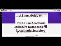 Video thumbnail for Tutorial: Using Web of Science / Academic Databases for Systematic Literature Reviews