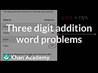 Video thumbnail for Three digit addition word problems
