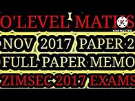 Video thumbnail for O'level Mathematics November 2017 Paper 2 ZimsecFull Paper @mathszoneafricanmotives
