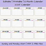 Video thumbnail for Editable 2025 Calendar Printable, January 2025 - December 2025 Year 12 Month Instant Download for School Office Rainbow Fillable Calendar - Etsy