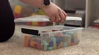 Video thumbnail for IRIS USA 13 Qt Stackable Plastic Storage Bins with Lids, 6 Pack - BPA-Free, Made in USA - See-Through Organizing Solution, Latches, Durable Nestable Containers, Secure Pull Handle - Clear