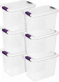 Video thumbnail for Sterilite 6-Pack ClearView Latch Box, Stackable Storage Organizer Bins for Home, 27 Quart