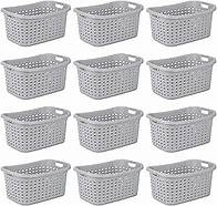 Video thumbnail for Sterilite Cement Gray Durable Weave Laundry Basket with Wicker Pattern (12 Pack)
