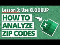 Video thumbnail for How to Analyze ZIP Codes in Excel with XLOOKUP 💻 [Lesson: 3 of 11]