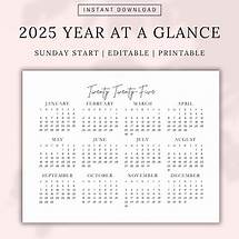 Video thumbnail for 2025 Year at a Glance Printable, Printable Calendar, Yearly Planner Digital, Calendar Template, Annual Planner Pages, Calendar PDF 2025 - Etsy