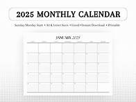 Video thumbnail for 2025 Printable Monthly Calendar PDF, Minimalist Monthly Planner, Aesthetic Calendar Template, Sunday & Monday Start, A4 and Letter Sizes - Etsy