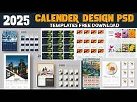 Video thumbnail for 2025 Calendar Design Photoshop PSD templates Bundle Free Download, calendar design 2025